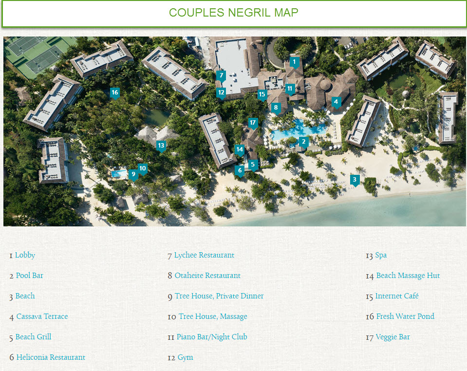 Map Of Couples Negril Sunset Travel Inc