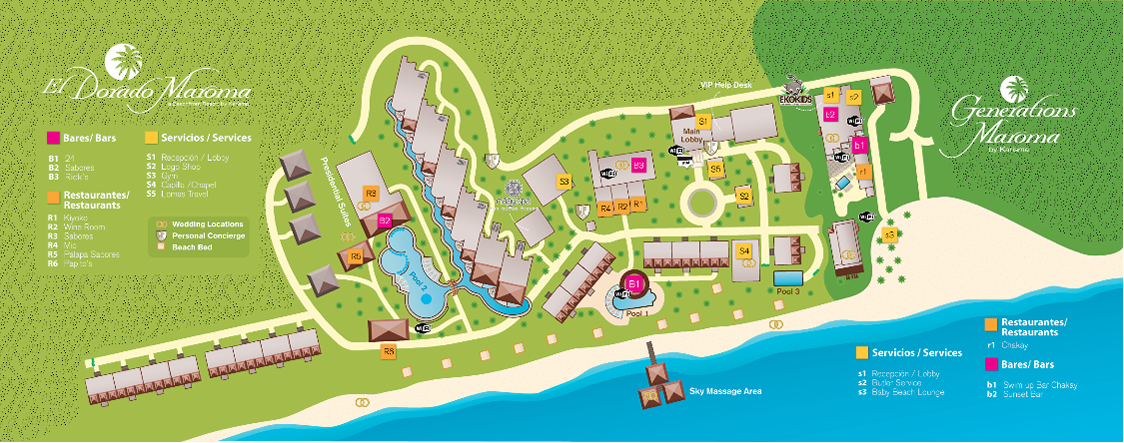 Want a Resort Map for El Dorado Maroma? | Sunset Travel Inc.