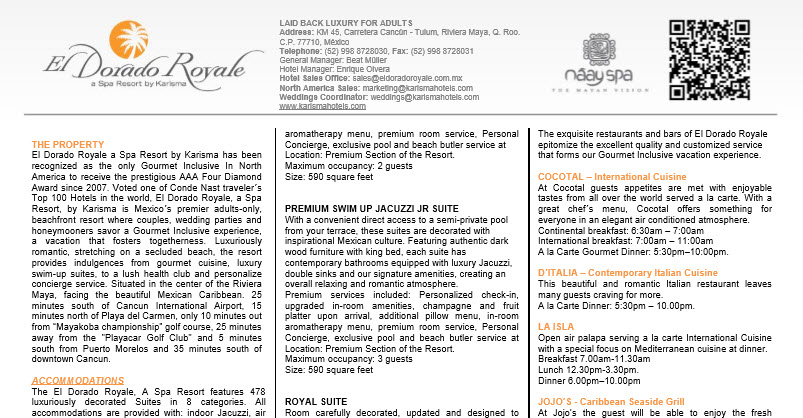 El Dorado Royale Map by Sunset Travel